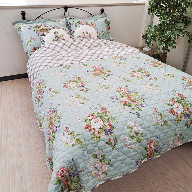 【LAURA ASHLEY】ローズモア　キルトマルチカバー　M　190cm X 190cm（メーカー希望小売価格￥35,689税込）