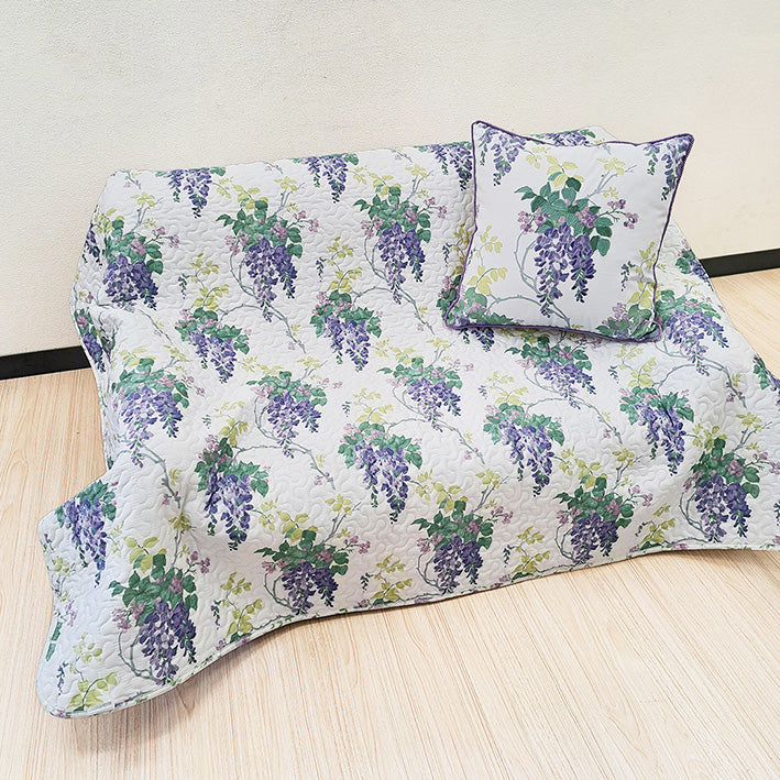 【LAURA　ASHLEY】ウィステリア　キルトマルチカバー　M　190cm X 190cm（メーカー希望小売価格￥35,750税込）