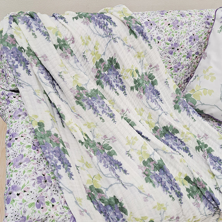 【LAURA　ASHLEY】ウィステリア　ガーゼケットハーフ　140cm X 100cm（メーカー希望小売価格￥9,460税込）