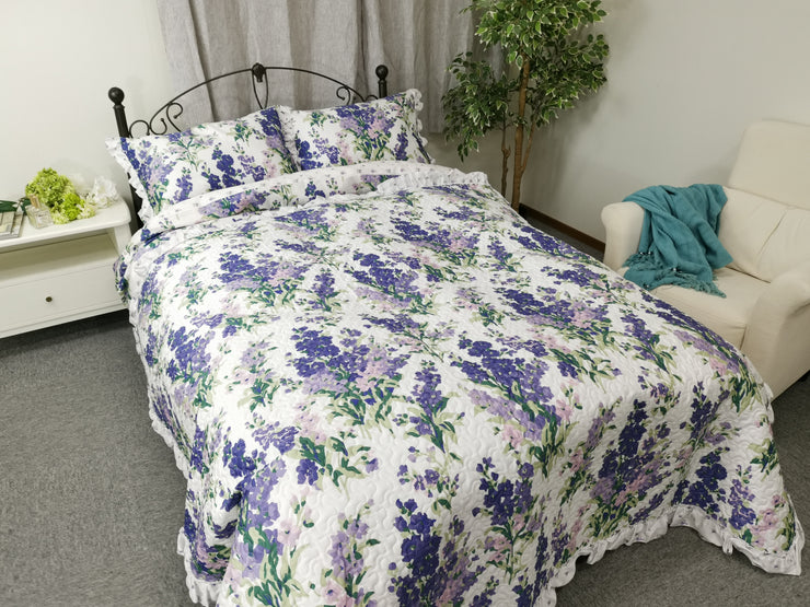 LAURA ASHLEY　ストックス　コットン100%　サテン　キルトマルチカバー 190cm×190cm　　　　　　　　　　　　　(メーカー希望小売価格 ￥30,800)